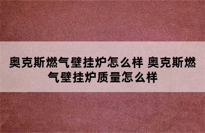 奥克斯燃气壁挂炉怎么样 奥克斯燃气壁挂炉质量怎么样